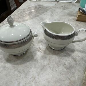 NWT Mikasa Palatial Platinum Fine China Sugar and Creamer Set